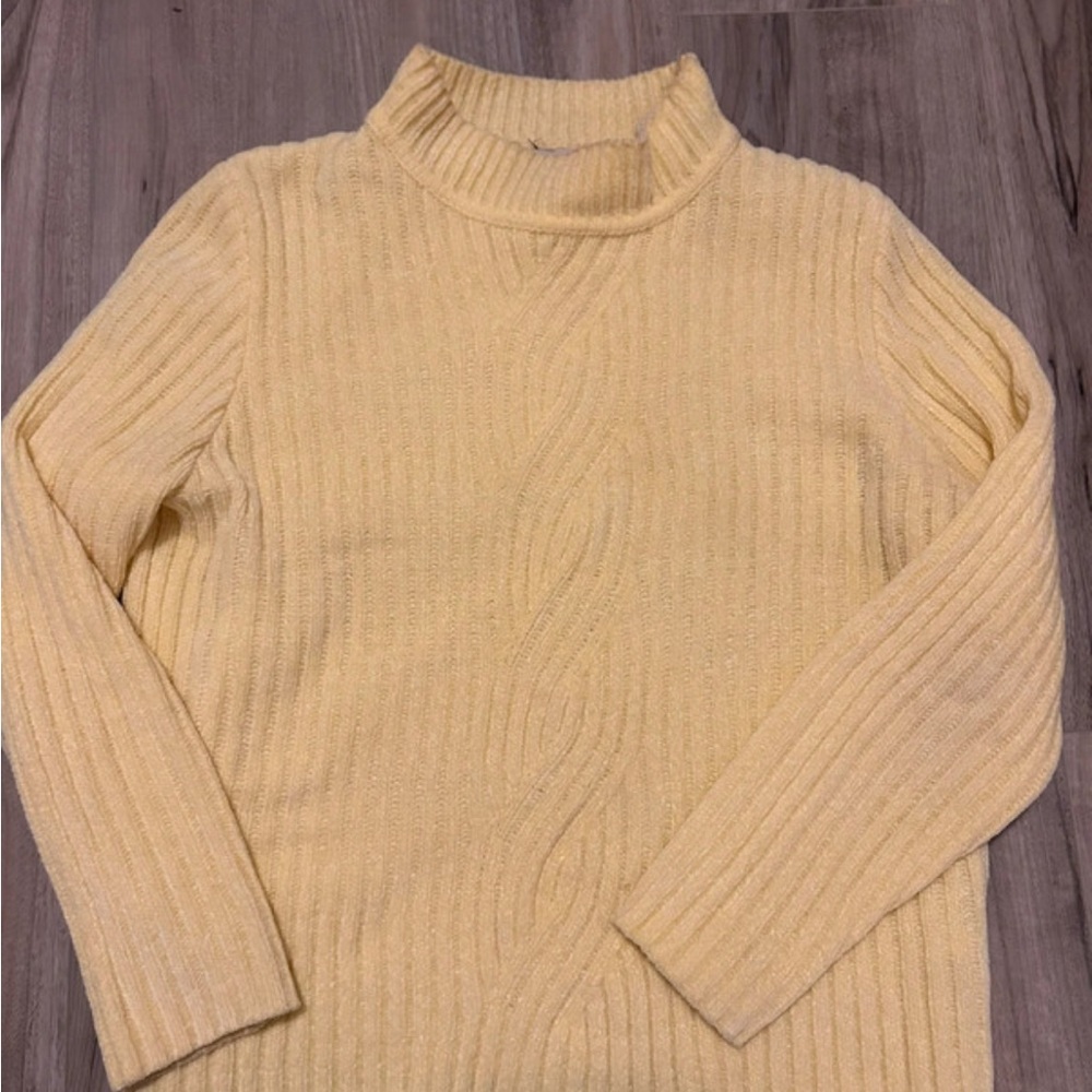 Alfred Dunner Yellow Ribbed Turtleneck Sweater